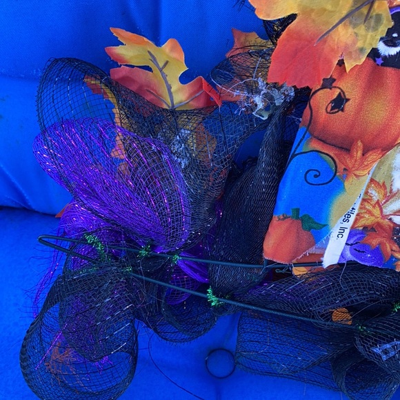 Custom By Me Halloween Witch Hat Wreath Cats Roses Brooms Autumn Leaves Spiders - Picture 9 of 15
